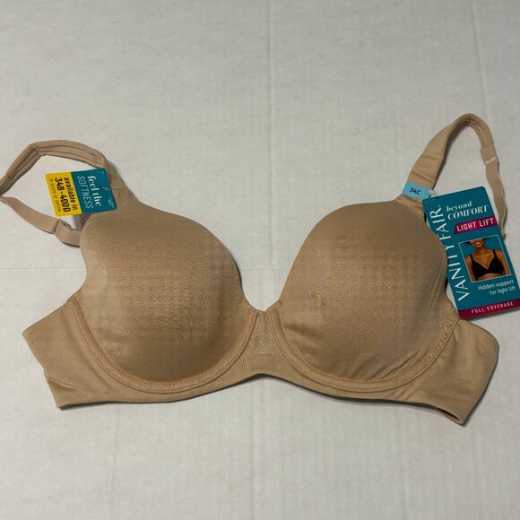 Vanity Fair Beyond Comfort Light Lift Bra 34C Nude Style 75204 Full Coverage - Picture 3 of 12